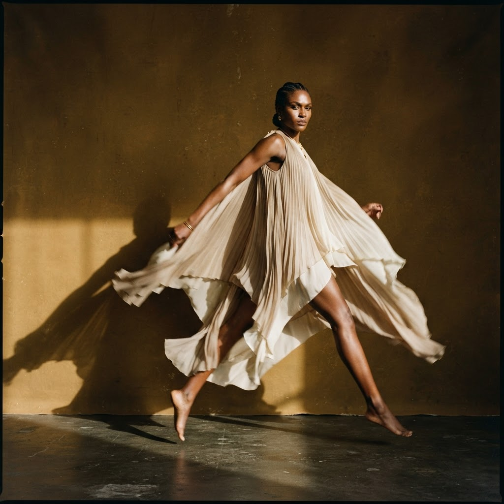Selected project — campaign image in motion against a colored backdrop